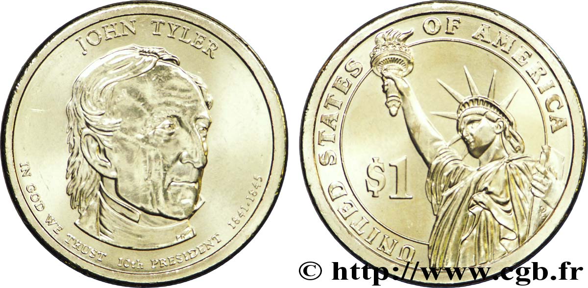 UNITED STATES OF AMERICA 1 Dollar Présidentiel John Tyler tranche A 2009 Philadelphie MS 