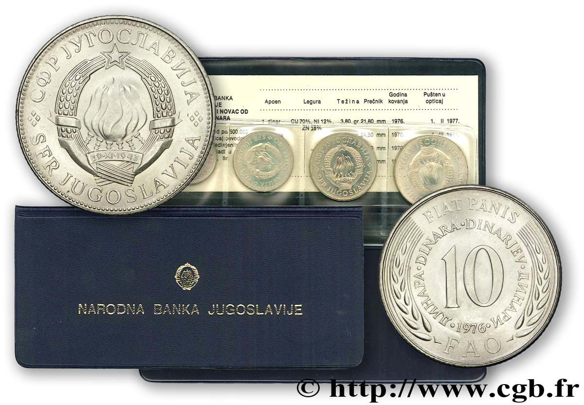 YOUGOSLAVIE Série FAO 1, 2, 5 et 10 Dinara 1970-1976  SPL 