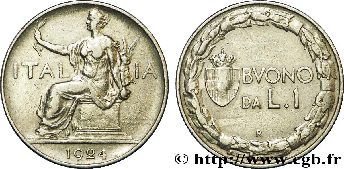 ITALY 1 Lire (Buono da L.1) Italie assise 1924 Rome - R XF 