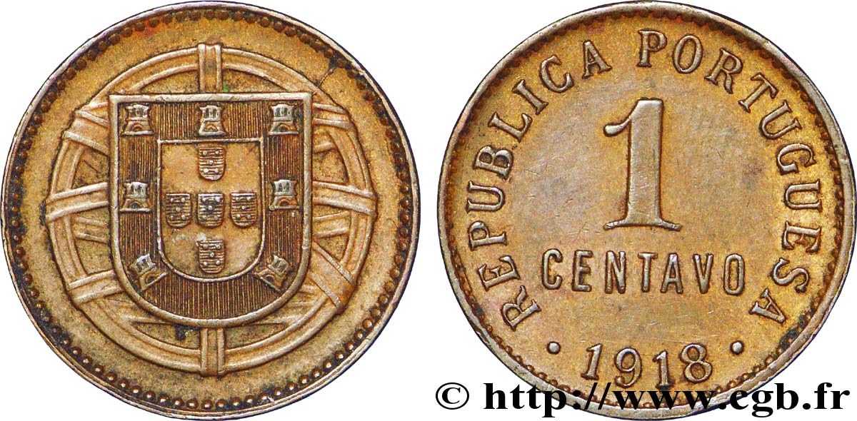 PORTUGAL 1 Centavo 1918  TTB+ 