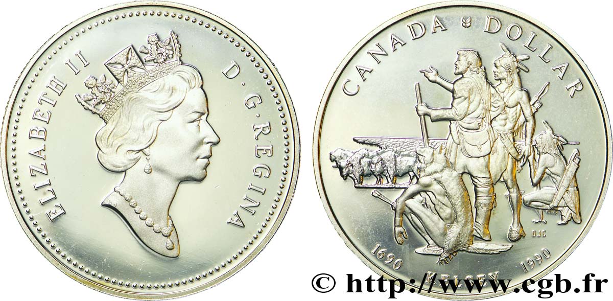 CANADA 1 Dollar BE Elisabeth II / l’explorateur et trappeur Henry Kelsey 1990  SUP 