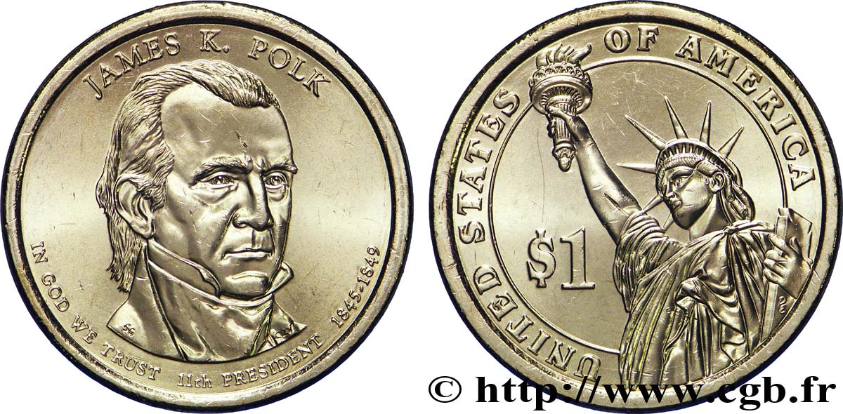UNITED STATES OF AMERICA 1 Dollar Présidentiel James K. Polk tranche A 2009 Denver MS 