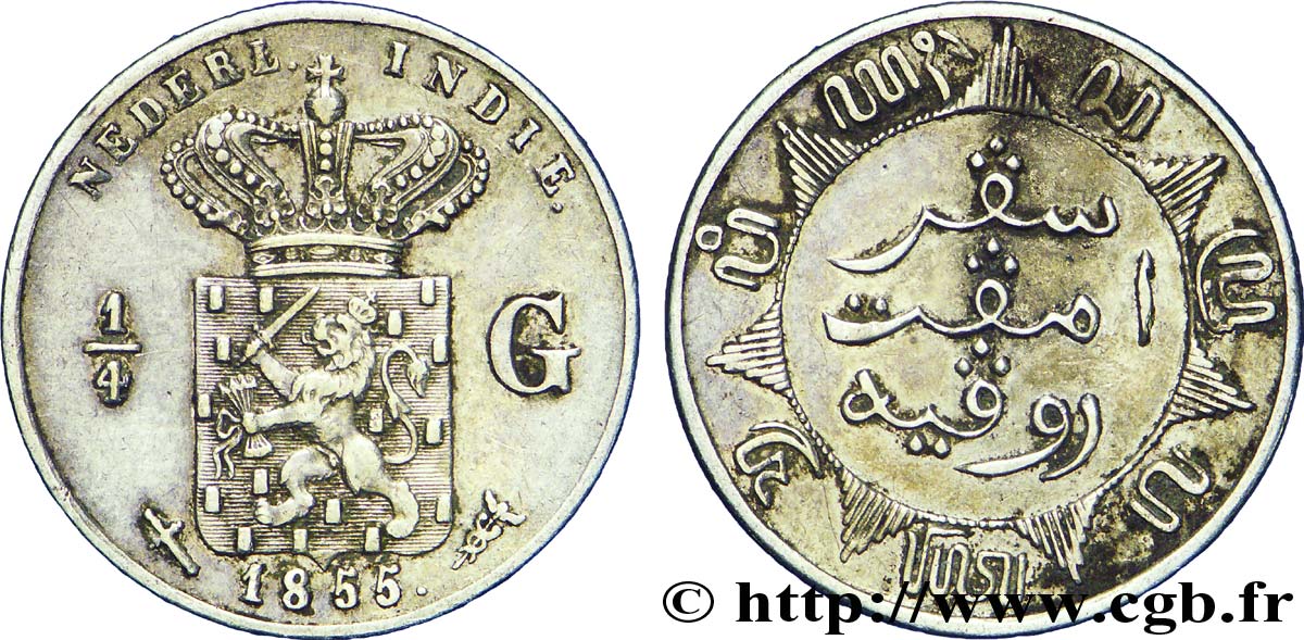 INDES NEERLANDAISES 1/4 Gulden 1855 Utrecht TTB 