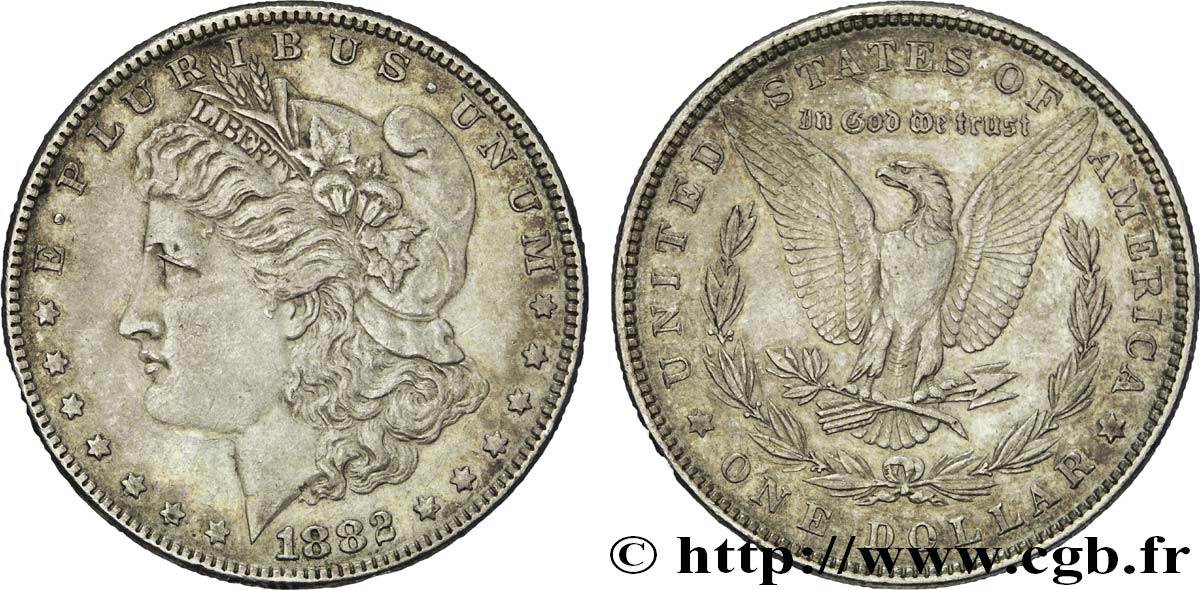 ÉTATS-UNIS D AMÉRIQUE 1 Dollar type Morgan 1882 Philadelphie TTB+ 