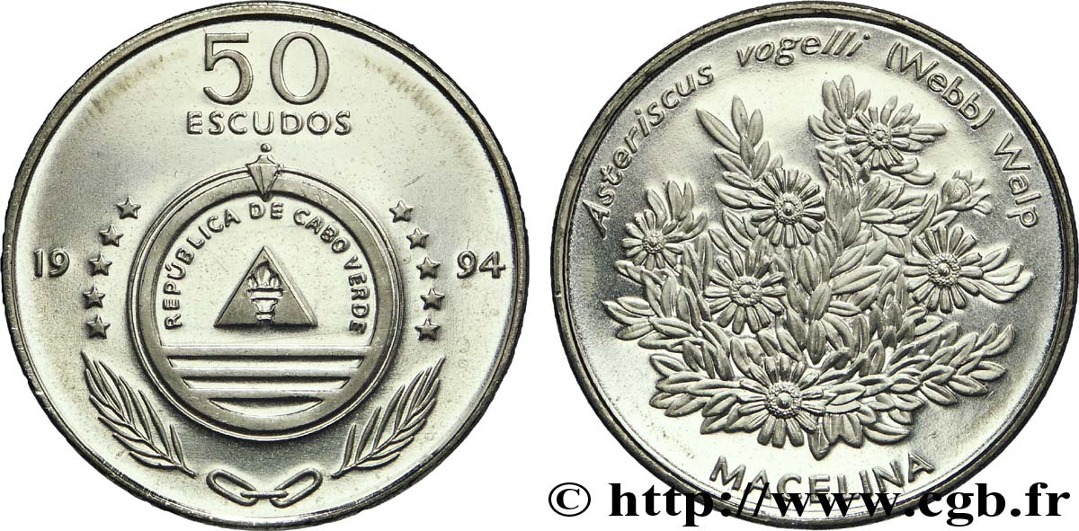 CAPE VERDE 50 Escudos série botanique  : emblème / Asteriscus vogeli (aster) 1994  MS 