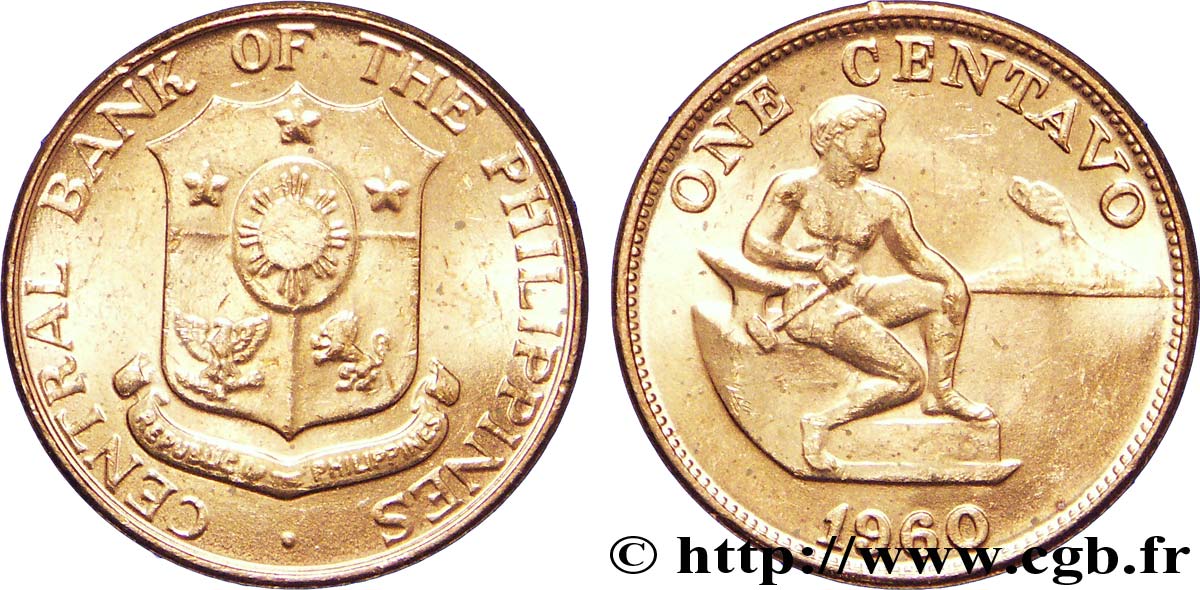 PHILIPPINES 1 Centavos emblème / homme au marteau et à l’enclume 1960  SPL 
