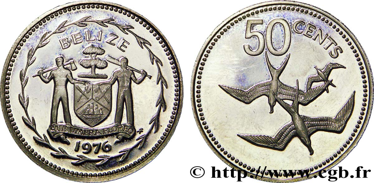 BELIZE 50 Cents BE (proof) emblème / frégates
 1976  SPL 