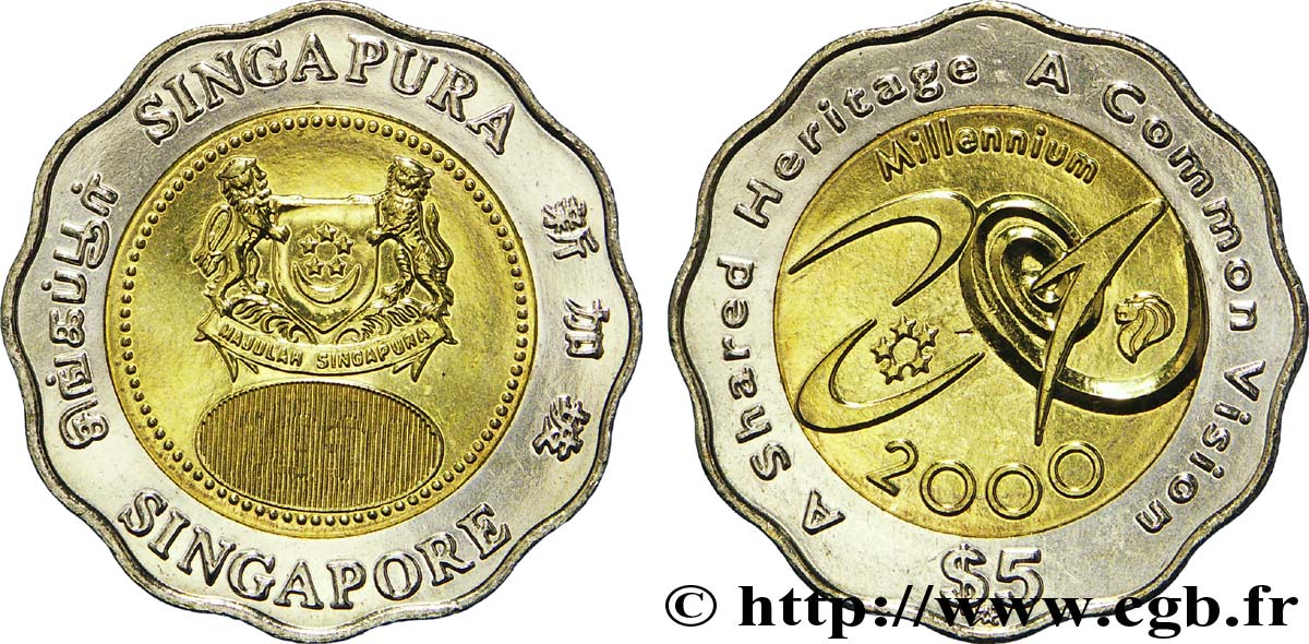 SINGAPUR 5 Dollars Millénium (millénaire) 2000 Singapour fST 