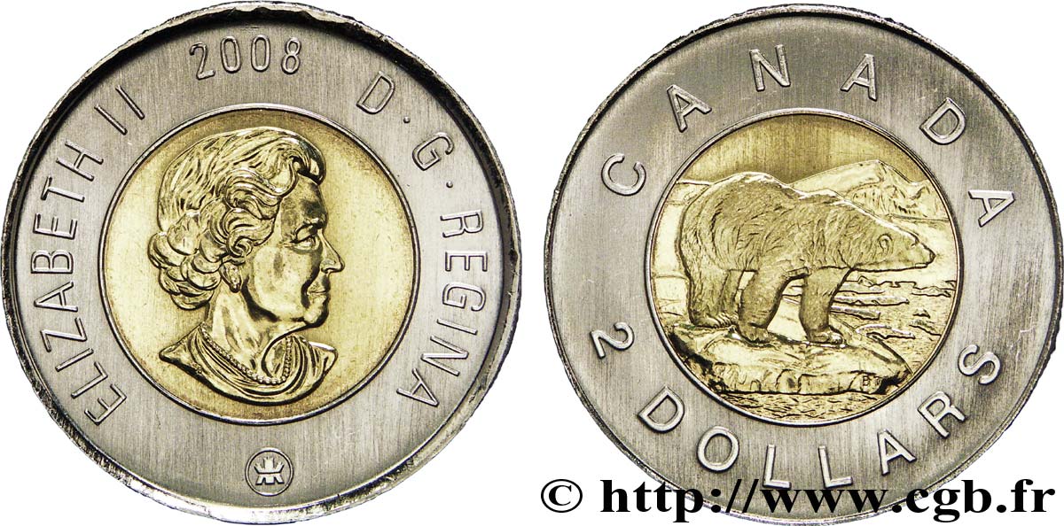 CANADA 2 Dollars Elisabeth II / Ours polaire 2008  MS 