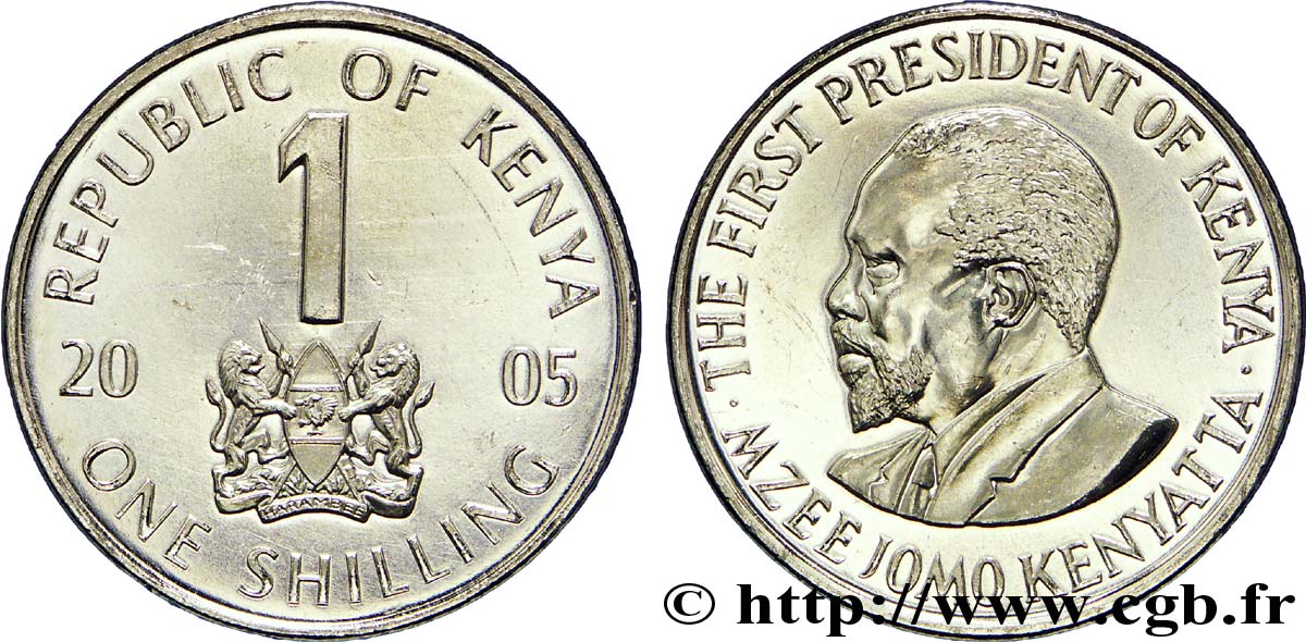 KENIA 1 Shilling emblème / Président Mzee Jomo Kenyatta 2005  SC 