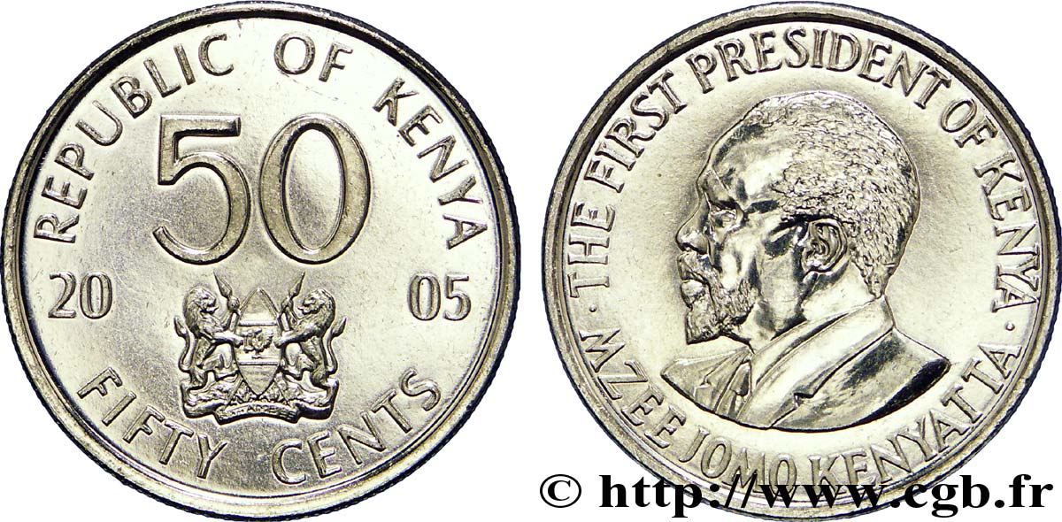 KENYA 50 Cents emblème / Président Mzee Jomo Kenyatta 2005  SPL 
