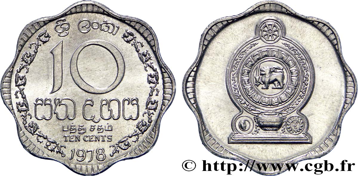 SRI LANKA 10 Cents emblème 1978  SPL 