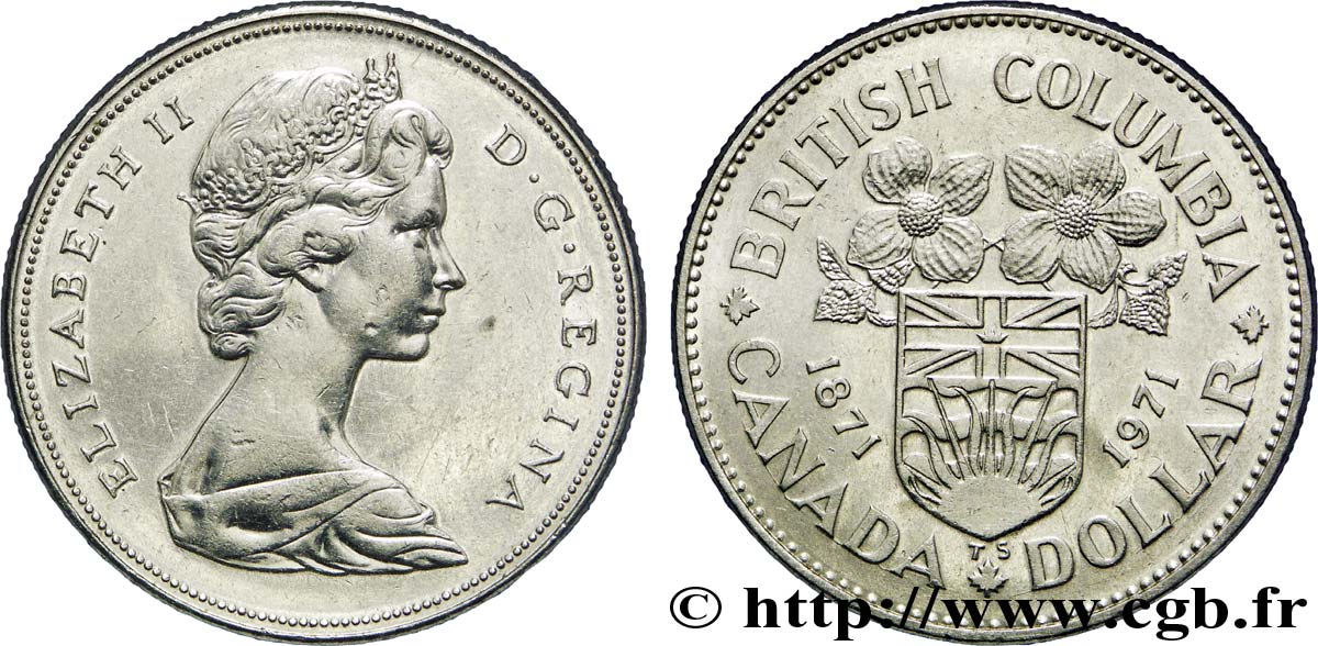 CANADA 1 Dollar Colombie Britannique Elisabeth II / emblème 1970  TTB+ 