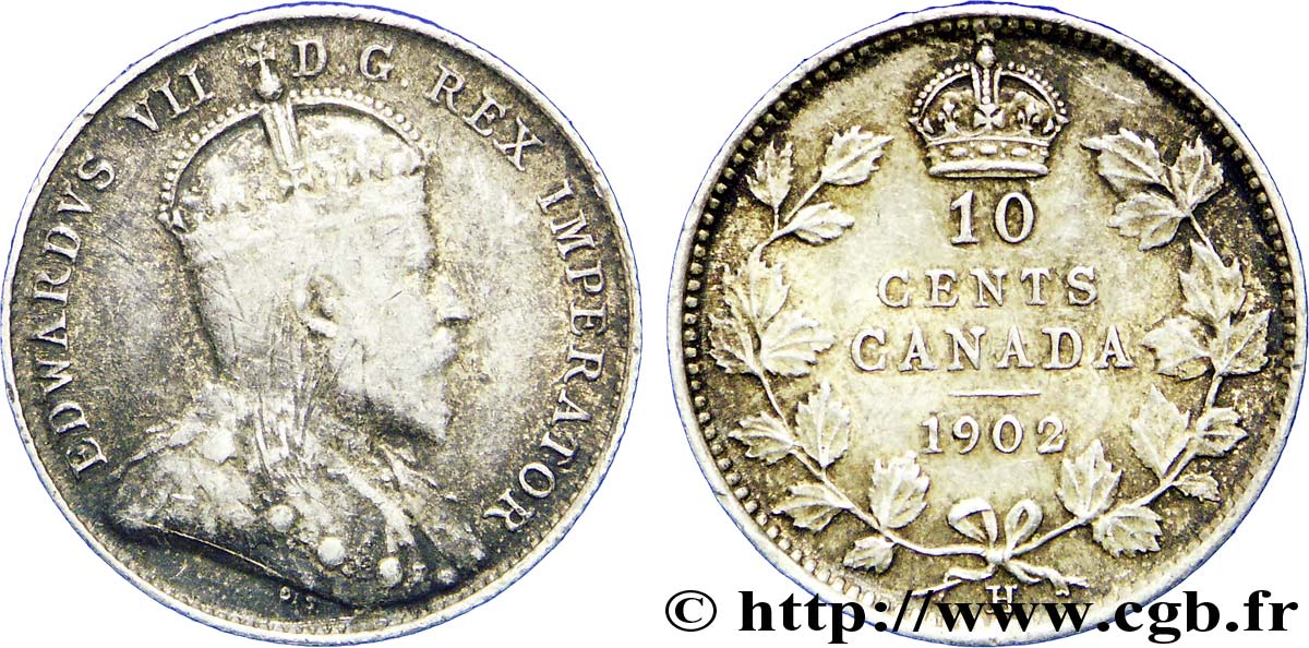 CANADA 10 Cents Georges V 1902 Heaton - H TTB 