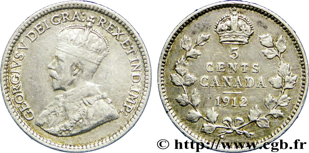 CANADA 5 Cents Georges V 1912  TB 