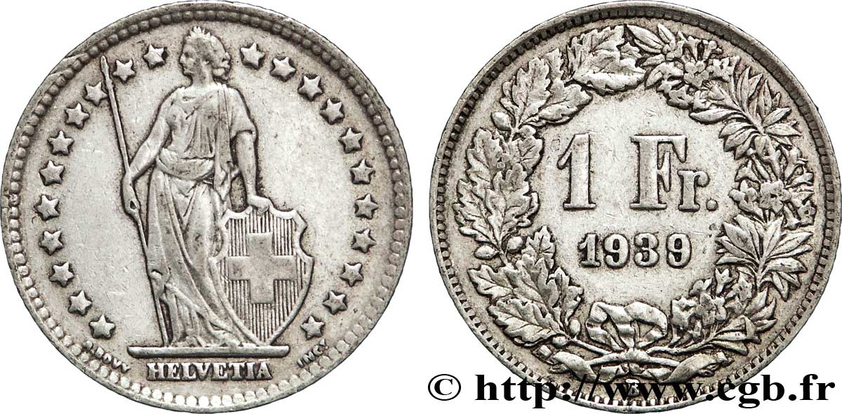 SUISSE 1 Franc Helvetia 1939 Berne TTB 