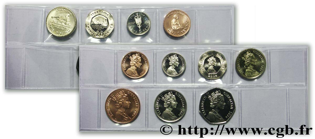 GIBRALTAR Série de 6 monnaies 1, 2, 5, 10, 20, 50 Pence et 1 Livre 2004  SPL 