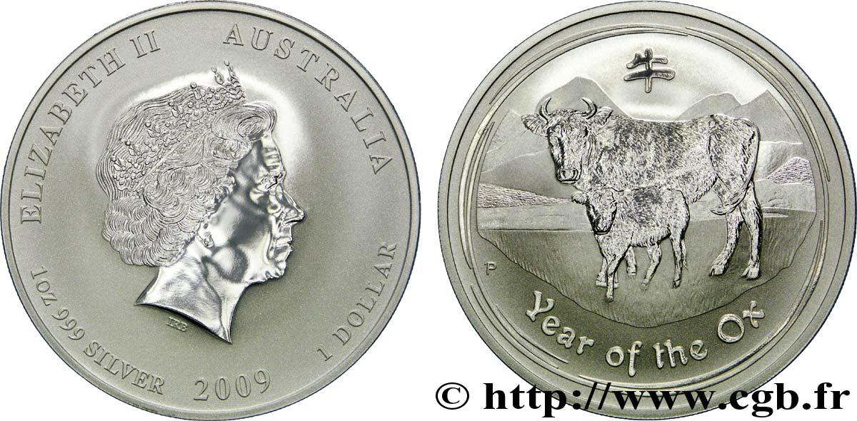 AUSTRALIE 1 Dollar BE (proof) Elisabeth II / année du buffle 2009 Perth SPL 