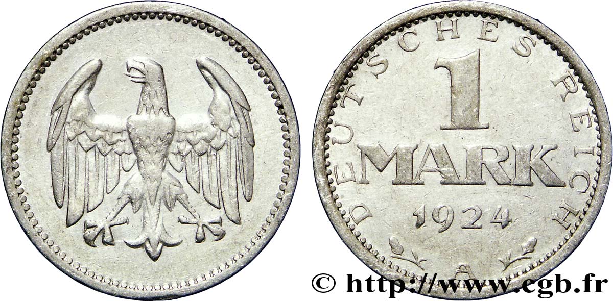 ALLEMAGNE 1 Mark aigle 1924 Berlin TTB+ 