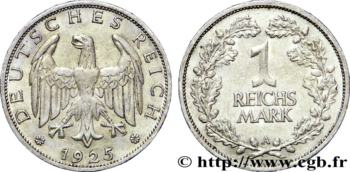 ALLEMAGNE 1 Reichsmark aigle 1925 Berlin SUP 