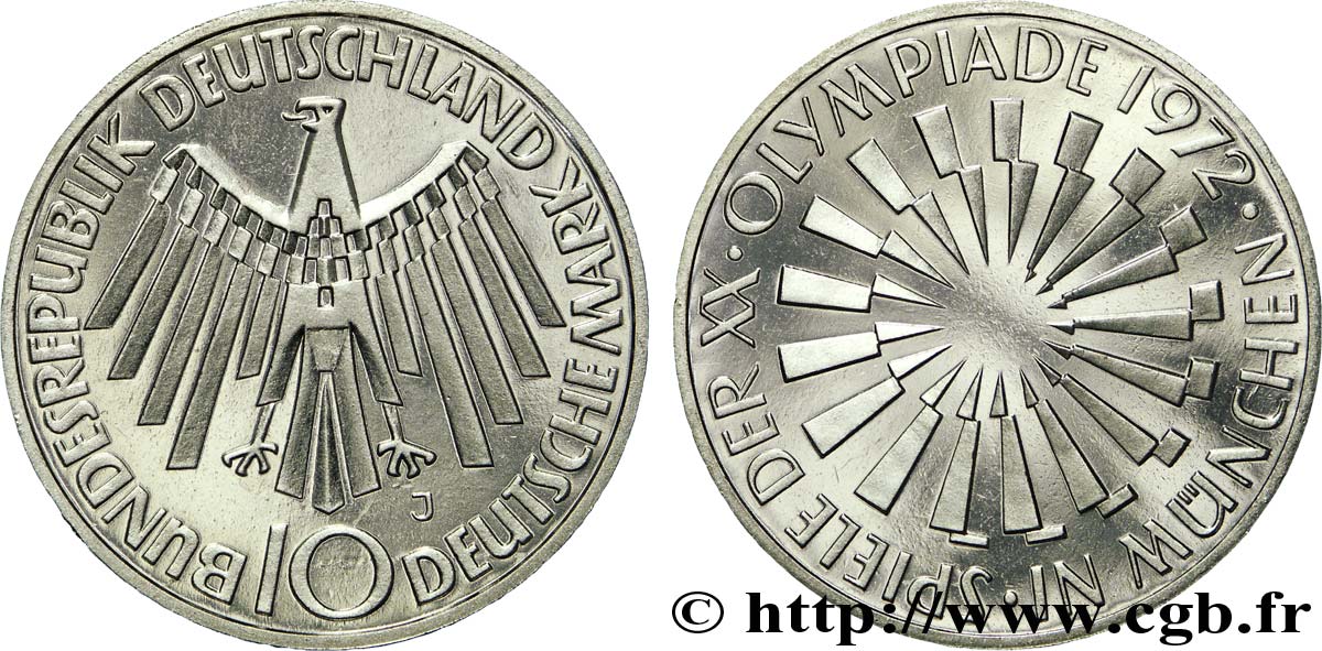 ALLEMAGNE 10 Mark BE (Proof) XXe J.O. Munich / aigle “IN MÜNCHEN” 1972 Hambourg - J SPL 