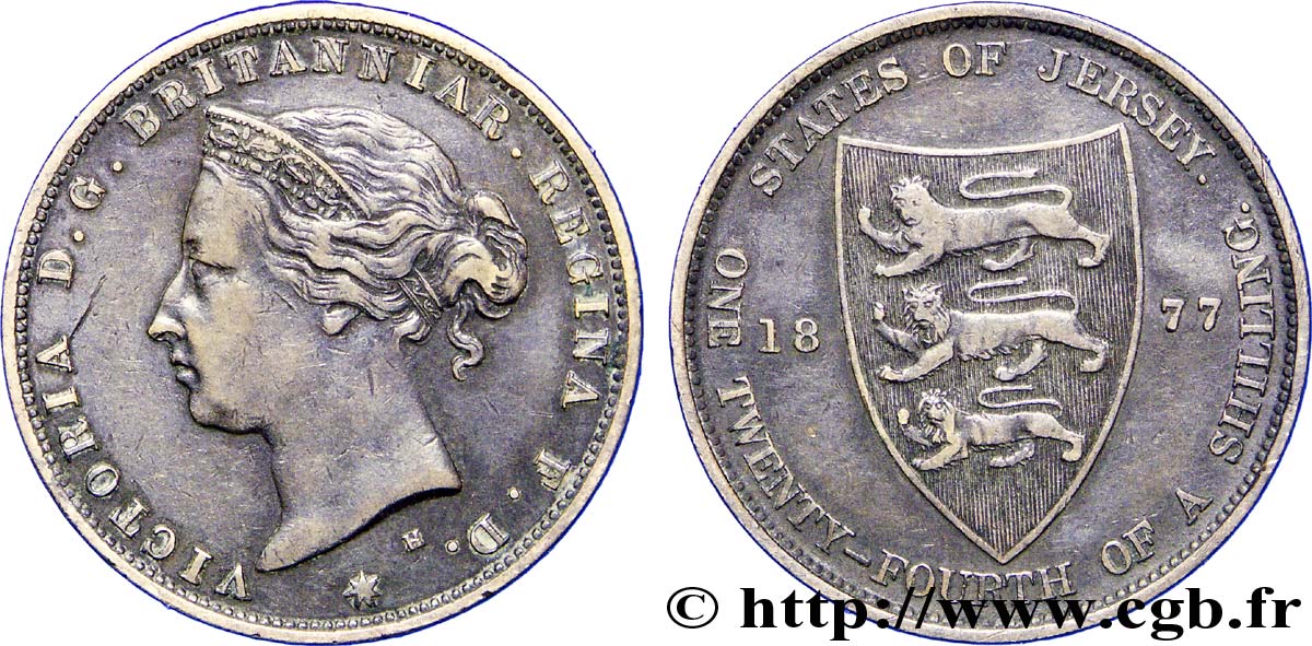 JERSEY 1/24 Shilling Reine Victoria 1877 Heaton - H TTB 