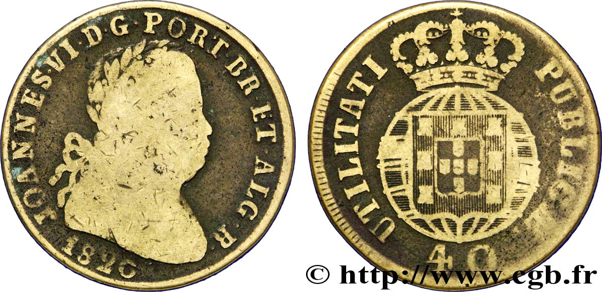 PORTUGAL 1 Pataco ou 40 reis Jean VI 1820  B+ 