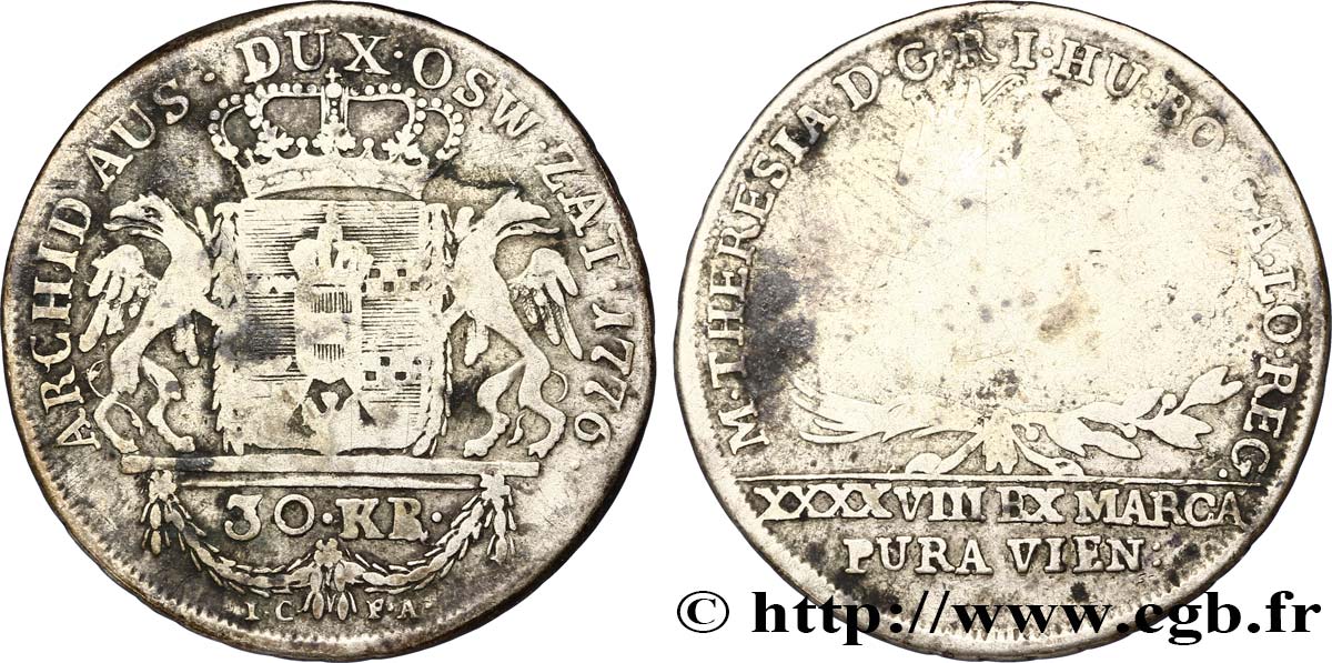 POLOGNE 30 Kreuzer Royaume de Galicie et de Lodomérie : Marie-THérèse d’Autriche / armes 1794  B+ 