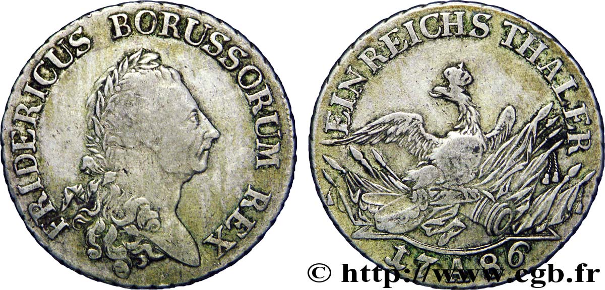 ALLEMAGNE - PRUSSE 1 Thaler Frédéric II / aigle 1786 Berlin TTB 