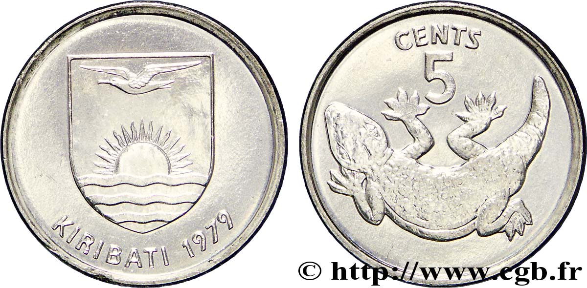 KIRIBATI 5 Cents emblème / gecko 1979  SPL 