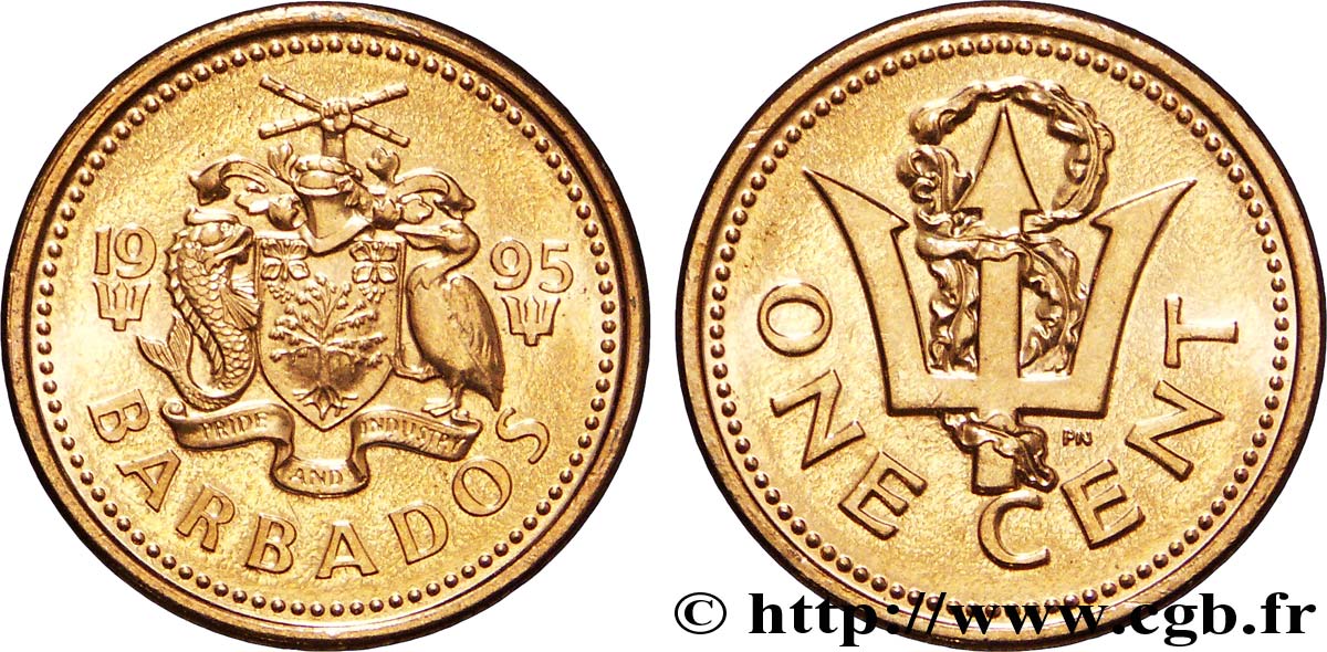 BARBADE 1 Cent  emblème / trident 1995  SPL 