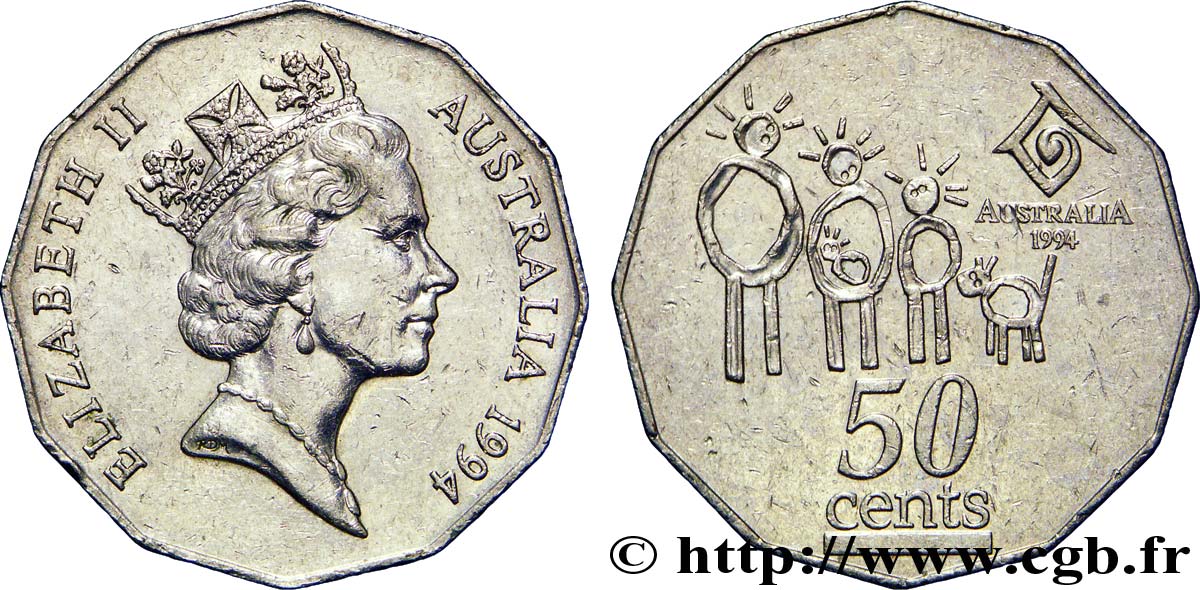AUSTRALIE 50 Cents Elisabeth II / année internationale de la famille 1994  TTB 