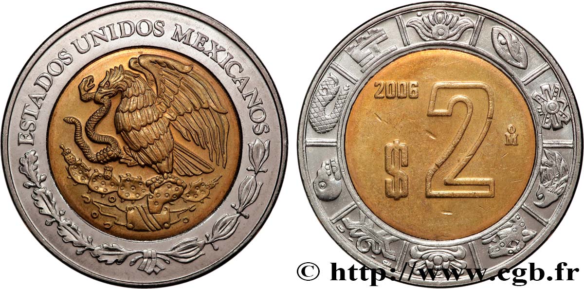 MEXIQUE 2 Pesos aigle 2006 Mexico SPL 