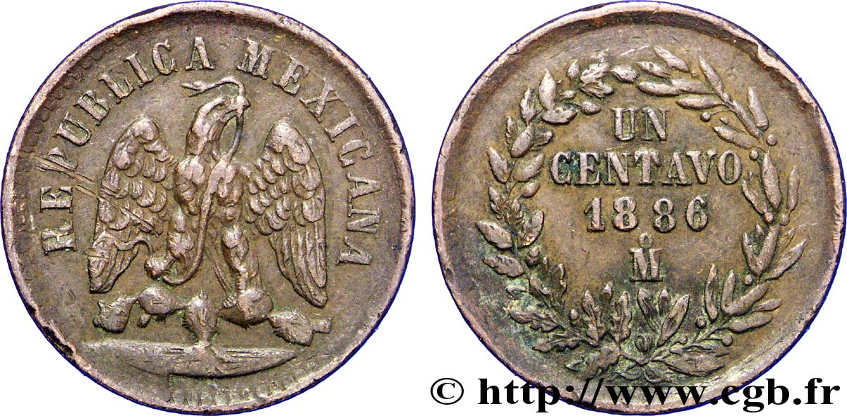 MEXIQUE 1 Centavo Aigle 1886 Mexico TTB 