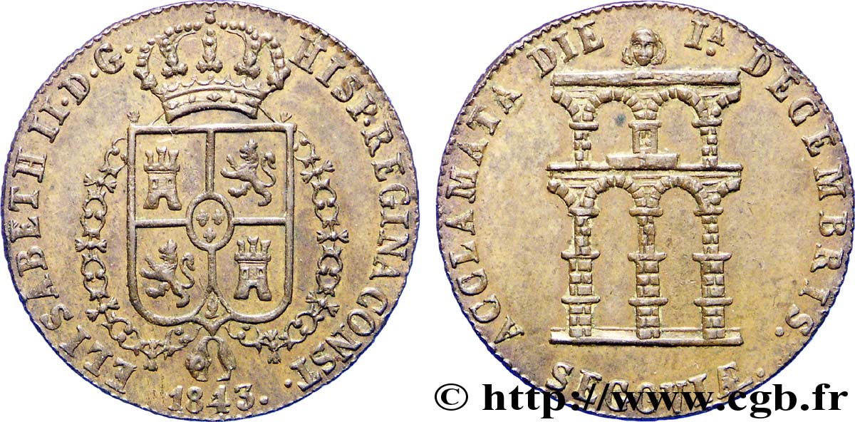 ESPAGNE Médaille d’acclamation Isabelle II Ségovie 1843 1843 Ségovie SUP 