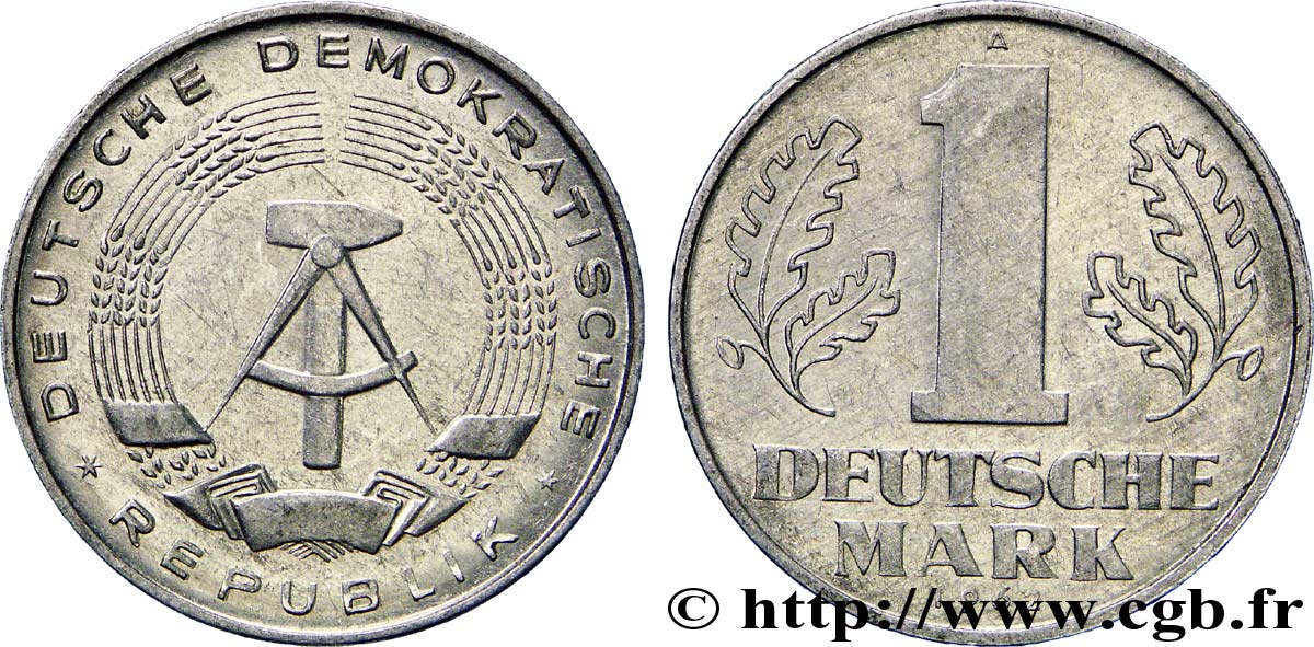 ALLEMAGNE RÉPUBLIQUE DÉMOCRATIQUE 1 Mark emblème de la RDA 1962 Berlin TTB 