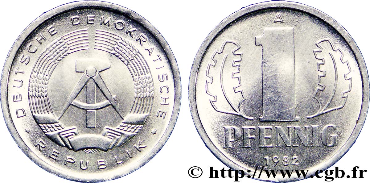 ALLEMAGNE RÉPUBLIQUE DÉMOCRATIQUE 1 Pfennig emblème de la RDA 1962 Berlin SPL 