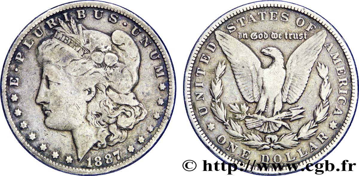 ÉTATS-UNIS D AMÉRIQUE 1 Dollar type Morgan 1887 Philadelphie TB+ 