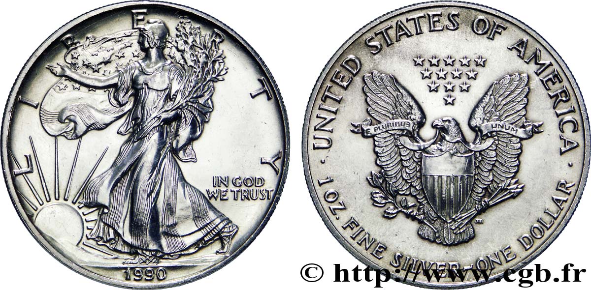 ÉTATS-UNIS D AMÉRIQUE 1 Dollar type Silver Eagle 1990 Philadelphie SUP 