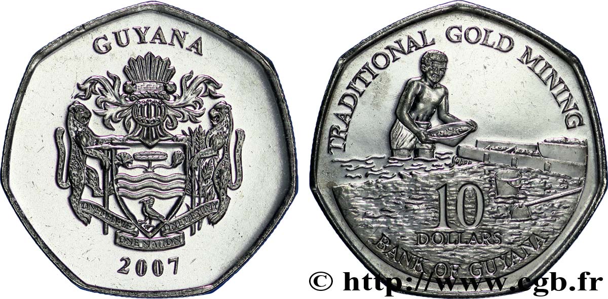 GUIANA 10 Dollars armes du Guyana / chercheur d’or 2007  MS 