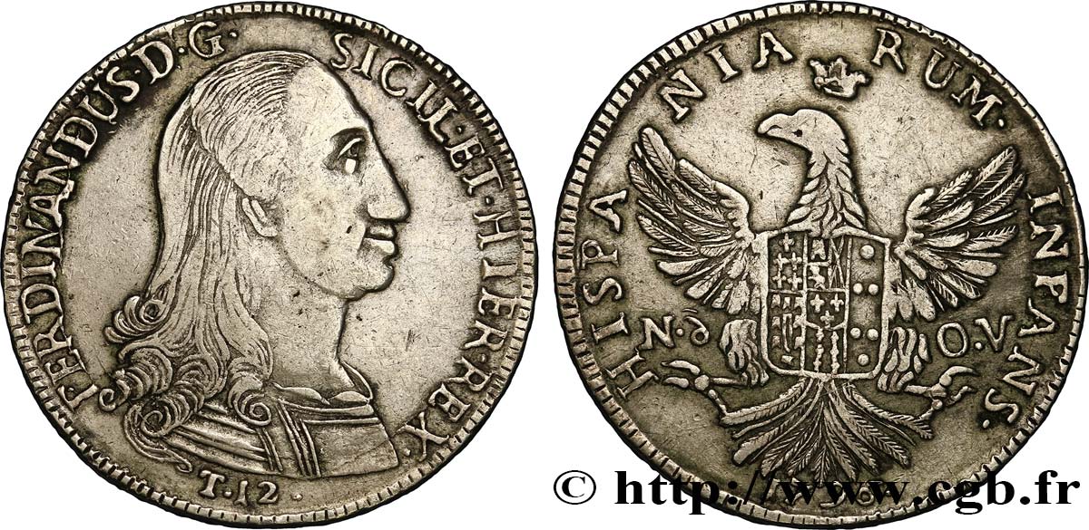 ITALIA - REINO DE SICILIA 12 Tari Ferdinand de Bourbon 1796  MBC 