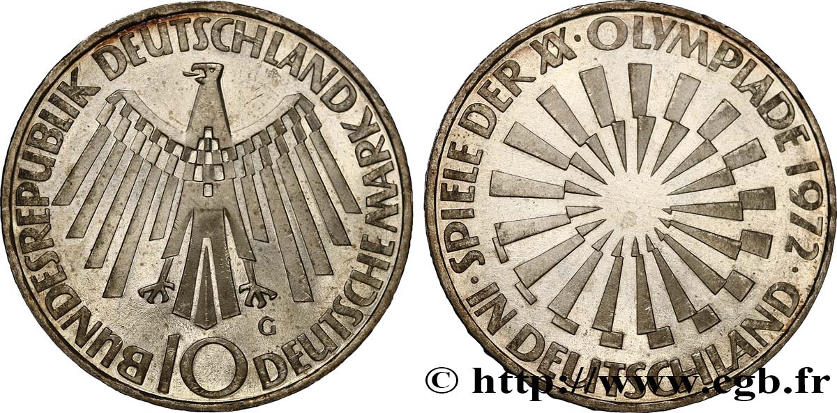GERMANY 10 Mark XXe J.O. Munich “IN DEUTSCHLAND” - Proof 1972 Karlsruhe MS 