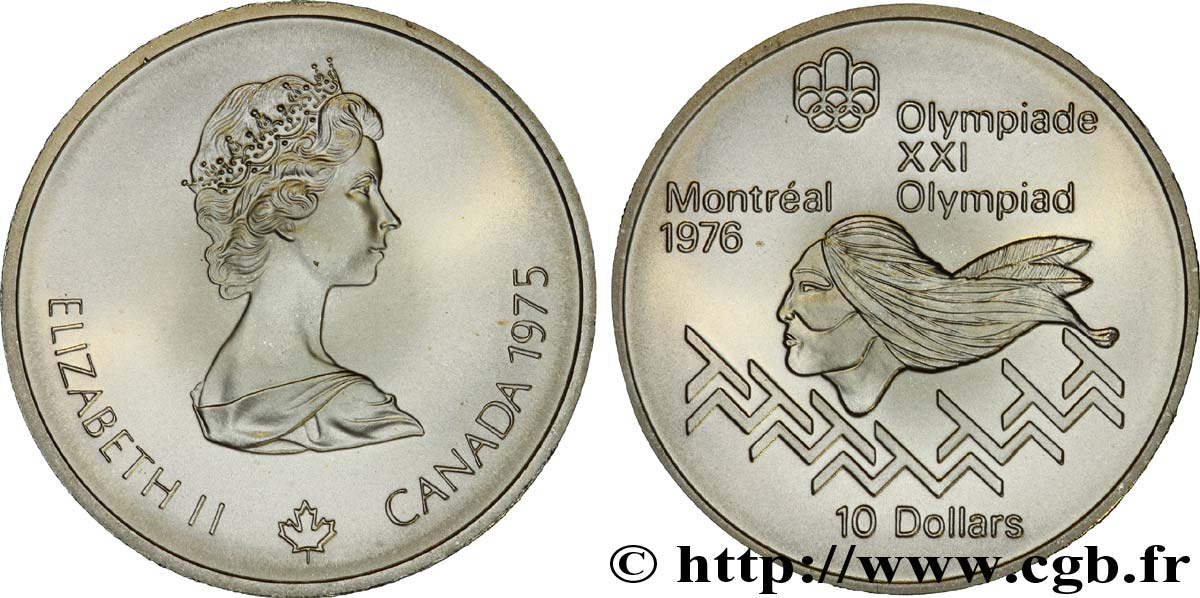 CANADA 10 Dollars JO Montréal 1976 saut d’obstacles hommes / Elisabeth II 1975  FDC 