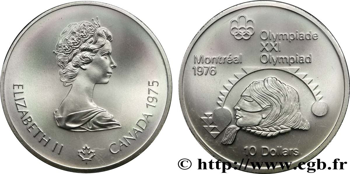 CANADA 10 Dollars JO Montréal 1976 lancer de poids femmes / Elisabeth II 1975  FDC 