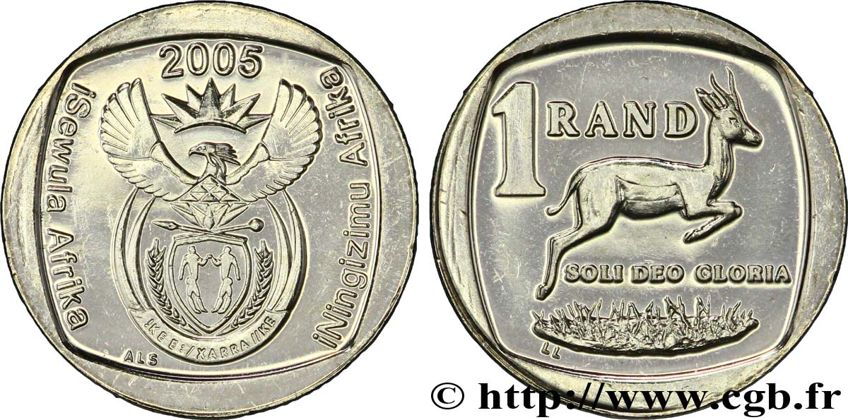 AFRIQUE DU SUD 1 Rand emblème “iSewula Afrika - iNingizimu Afrika” / springbok 2005  SPL 