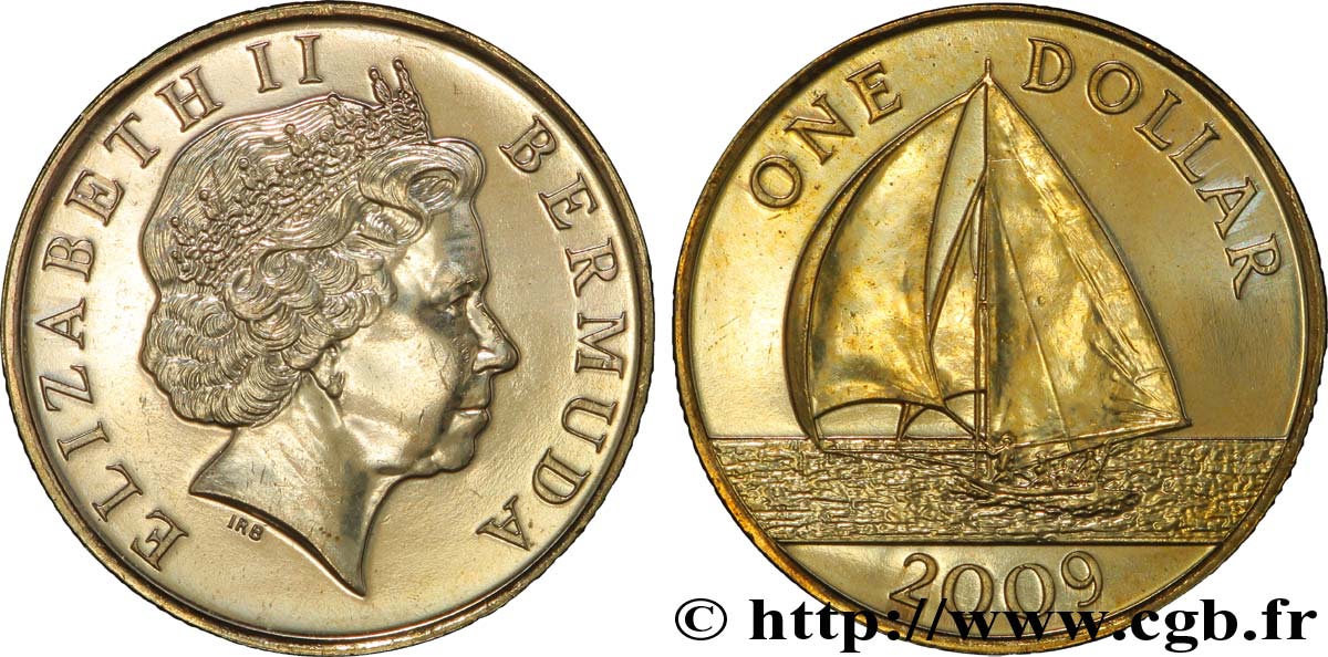 BERMUDES 1 Dollar Elisabeth II / Voilier 2009  SPL 