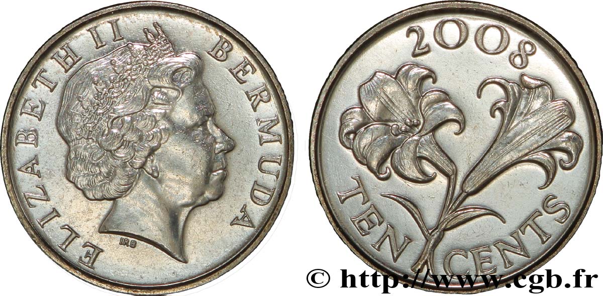 BERMUDES 10 Cents Elisabeth II / fleur 2008  SPL 