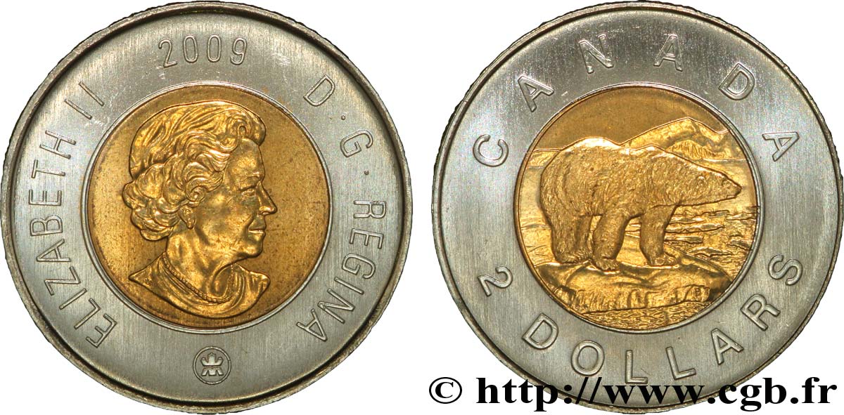CANADA 2 Dollars Elisabeth II / Ours polaire 2009  MS 