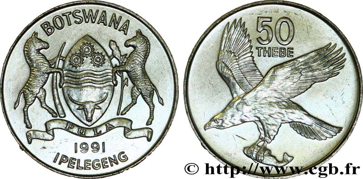 BOTSWANA 50 Thebe Aigle pêcheur Africain 1991  SPL 
