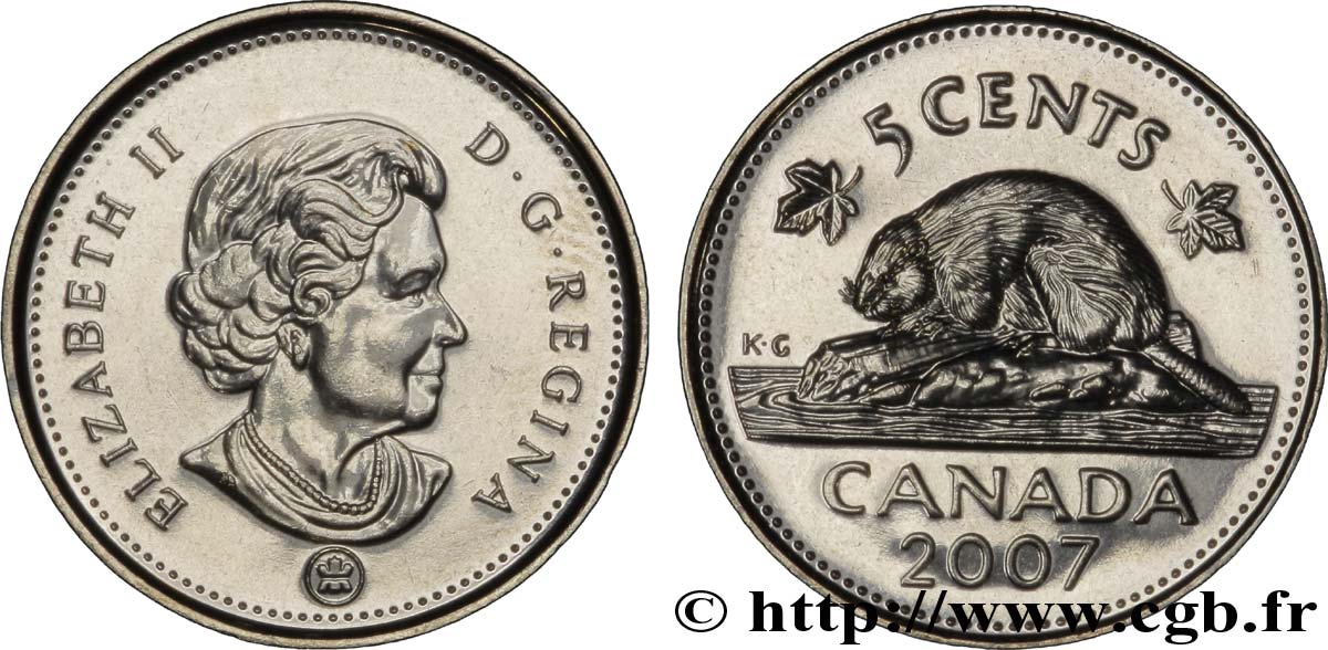 CANADA 5 Cents  Elisabeth II / castor 2007  SPL 